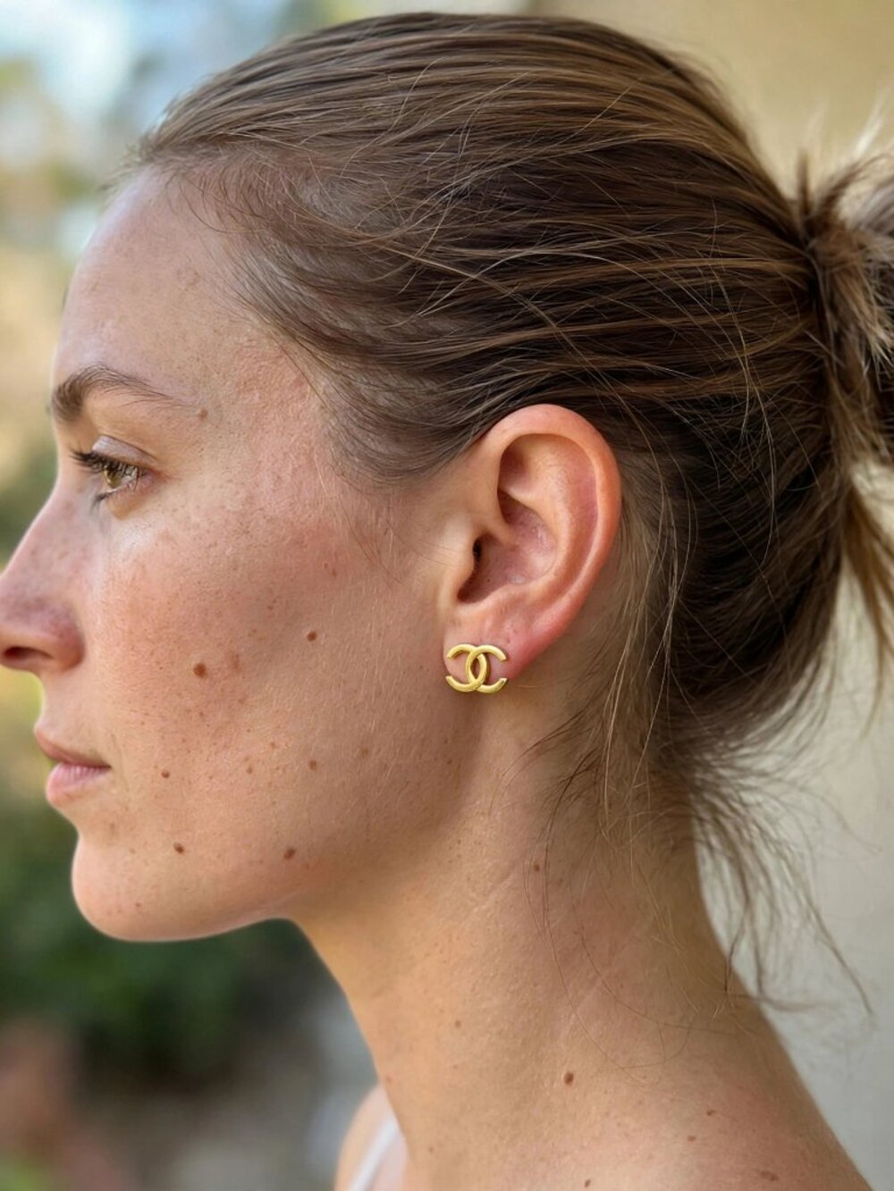 NEW - 18k Gold Earrings - Vintage Earrings - CC Earrings - Gold Studs - Y2K